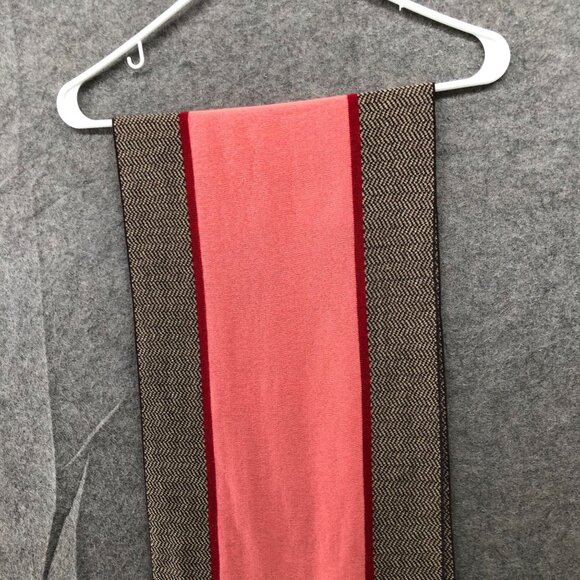 Vintage Gap Merino Wool Rectangle Scarf Womens Pink Brown Herringbone Winter - Picture 3 of 9